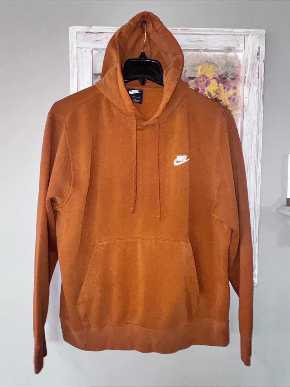 Nike Sportswear Club Fleece Pullover Hoodie Burnt Orange Large Kangaroo Pocket
